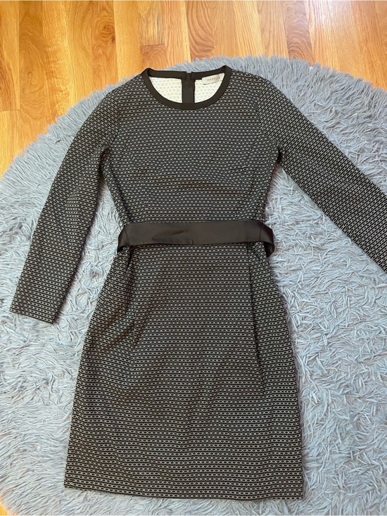 MARELLA Dresses & Skirts - Max Mara Marella Textured Black White Long-Sleeve Sheath Dress Size S